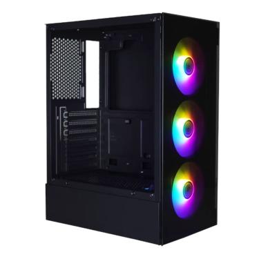 Imagem de Gabinete Atx Bpc Gamer Rgb Black Com Lateral De Vidro 3 Fans