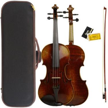 Imagem de Violino 4,4 Feito à Mão Verniz à Óleo Fundo Inteiro Madeira Maciça com
