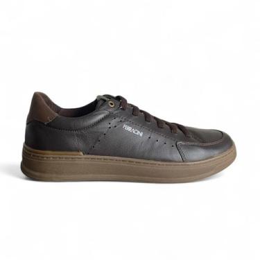 Imagem de Sapatênis Masculino Casual Ferracini Lexus Ba Couro 7043267, 41, Choco