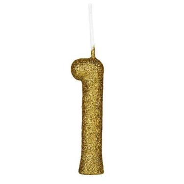 Imagem de Vela Aniversário Cintilante N 1 Dourado - Regina