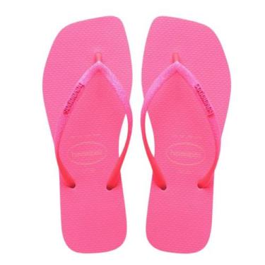 Imagem de Chinelo Havaianas Slim Square G Neon, Bege palha, Rosa neon, 39/40