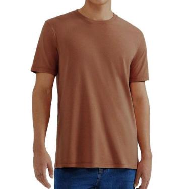 Imagem de Camiseta Masculina Hering MC Regular Marrom - 0201, XGG, Marrom
