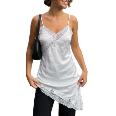 Imagem de Vestido deslizante de camisola XBTCLXEBCO, seda, decote em V, renda, b