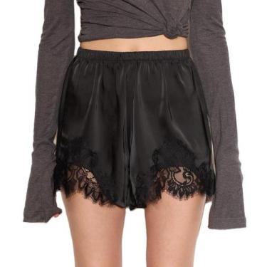 Imagem de Shorts boxer Meiweileya com acabamento em renda de seda acetinada para