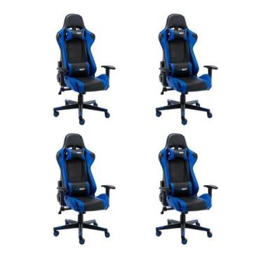 Imagem de Kit 4 Cadeiras Gamer Giratória em Couro One Shot - Fratini Móveis