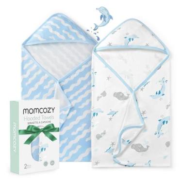 Imagem de Toalha de bebê Momcozy Soft & Absorvente com design marinho com capuz