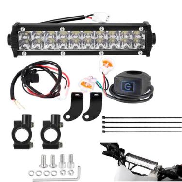 Imagem de Farol Led Barra Moto 60w 6000k 20 Leds C/ Suporte + botao + fusivel - 