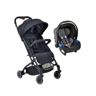 Imagem de Travel System Burigotto Carrinho De Bebê Preto Com Bebê Conforto Touring X Preto Mesclado