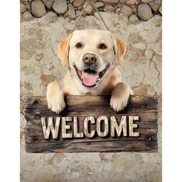 Imagem de Placa de Madeira Decoração Enfeite 2D Golden Retriever Pet Cor:Labrado