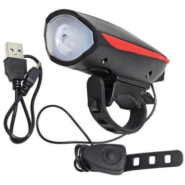 Imagem de Farol Lanterna Led recarregável com Buzina para Bicicleta - All Connec