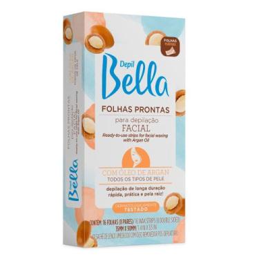 Imagem de Folhas Prontas Para Depilação Facial Depil Bella Argan 16 Unidades