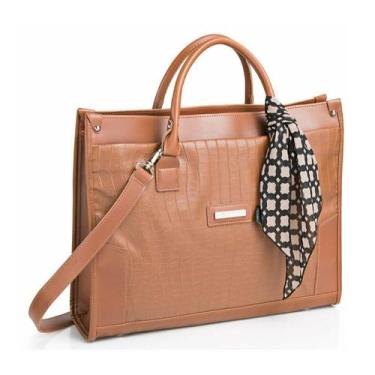 Imagem de Pasta / Bolsa Feminina Charlotte Notebook 15.6' Croco Viccina Cor:Bege