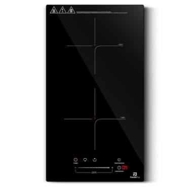 Imagem de Cooktop Indução 2 Bocas PandaPlus 3500W Preto Turbo 220V Embutir Bancada Vitrocerâmico Touch Trava Segurança