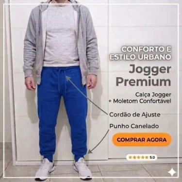Imagem de Calça de Moletom Flanelada Unisex Adulto com punho - Sport Style, Azul