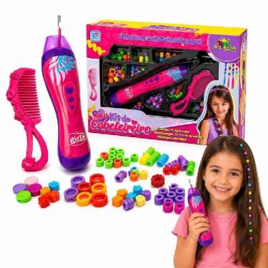 Imagem de Kit Beleza Infantil Cabeleireiro com Miçangas  Aplicador Fácil, Criati
