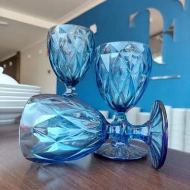Imagem de Kit 6 Taças Azul Milbani 330ml Luxo e Estilo Água, Suco e Drinks Vinho