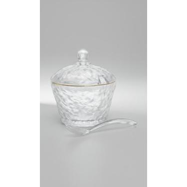 Imagem de Açucareiro Cristal Martelado Dourado + Colher 10cm - Congratulations S
