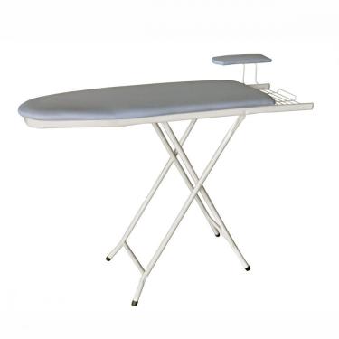 Imagem de Tábua de Passar Roupa com Passa Mangas Aço Tampo em MDF com Espuma e Tecido Térmico Branco Utilaço Metalúrgica