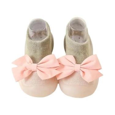 Imagem de Sapatos De Bebê Respiráveis E Antiderrapantes Em Algodão Cardado, Meia