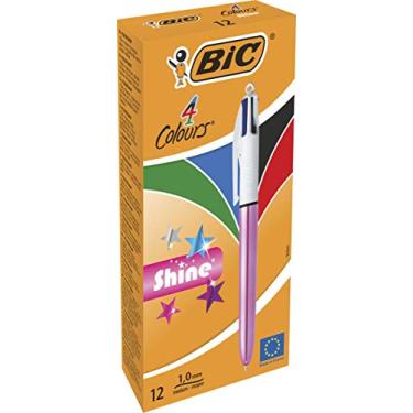 Imagem de Bic 951352 1,0 mm, médio, 4 cores, preto/azul/vermelho/verde, caneta esferográfica retrátil - rosa (pacote com 12)