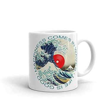 Imagem de Caneca LP Happiness Comes In Waves Surfing Summer Vibes Record