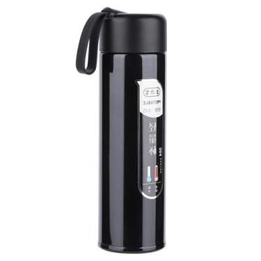 Imagem de Garrafa de água de isolamento, copo de vácuo doméstico, com corda de silicone(Retro preto)