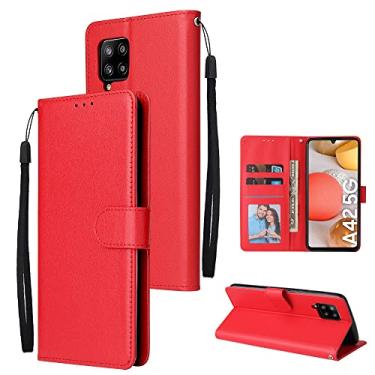 Imagem de Para Samsung A52 A72 A71 A20E A10 A12 A21S A31 A32 A41 A51 Flip Leather Case Carteira Para Galaxy A5 2017 A6 A7 A8 2018 Case, Vermelho, Para A7 2018 A750
