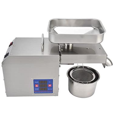Imagem de Máquina de prensa a de óleo, extrator automático de prensa a a óleo comercial de 750 W, 50 a 250 °C, motor CA ajustável, aço inoxidável 304, fácil de limpar, extrator de óleo para uso doméstico comercial (plugue 110 V)
