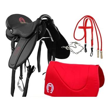 Imagem de Sela Eco Mangalarga Confort Soft Preta Kit Completo Vermelho