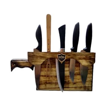 Imagem de Porta Facas em Madeira Maciça de Parede