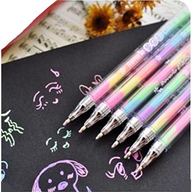 Imagem de (12pcs rainbow color) - 12 Assorted Glitter Pen Set Rainbow Coloured Gel ink Pen 0.8mm Rollerball Point Pen for DIY Photo Album, Black Paper,Gift Card,Writing, Drawing,Colouring,Marking, 6 in 1 Ombre Ink, Smooth and Anti Skip