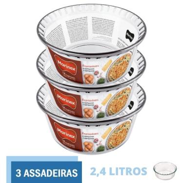 Imagem de Forma Suflê Travessa Assadeira 2,4 L de Vidro Marinex - 3 Un
