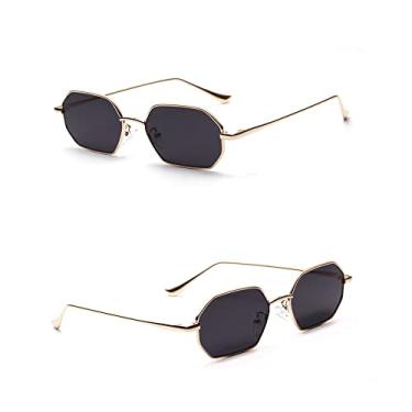 Imagem de Óculos de sol retrô feminino polígono clássico óculos de sol masculino feminino luxo vintage espelhos de metal cor óculos transparentes uv400,3,imagem