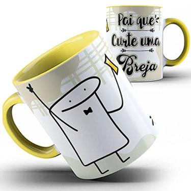 Imagem de Caneca amarela Papai Flork Pai que curte Cerveja breja