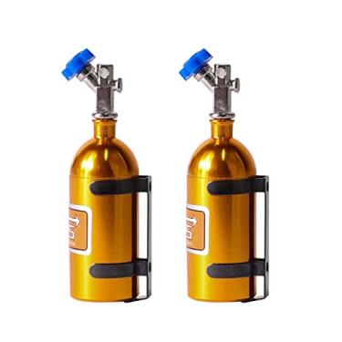 Imagem de WONFAST 2Pack Metal Simulation Nitrogen Bottle Decoration Part Accessory Compatible with 1/10 RC Crawler Car for TRX4 Axial SCX10 Tamiya 90046 D90 D110 TF2 (Gold)