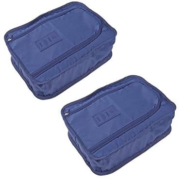 Imagem de Pacote com 2 Sacos de Sapatos de Viagem Saco de Armazenamento de Cosméticos Bolsa de Roupas Portátil à Prova D'água Saco Organizador de Sapatos para Casa Caixa de Sapatos de Bagagem à Prova de Poeira (Azul escuro)