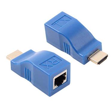 Imagem de Extensor HDMI, adaptador extensor de cabo de rede GEATSTAR 30M HDMI para RJ45, divisor, repetidor por Cat 5e Cat 6 1080P para HDTV HDPC PS4 STB 4K 2K (azul)