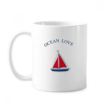 Imagem de Sailboat Ocean Love Sea Sailing Caneca azul cerâmica café porcelana xícara louça
