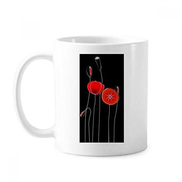 Imagem de Abstrato vermelho círculo flores linha arte caneca de milho cerâmica café porcelana xícara louça louça