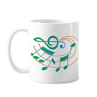 Imagem de Nota musical verde laranja padrão caneca cerâmica café porcelana xícara louça