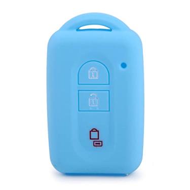 Imagem de SELIYA Capa de silicone para chave remota de carro de 3 botões, apto para Nissan Qashqai Micra Note Pathfinder R15M X-Trail Tiida C11, azul