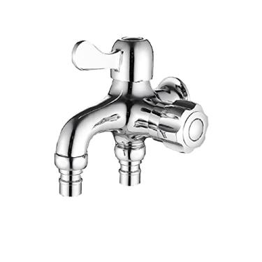 Imagem de LIDON Máquina de lavar torneira de mistura de água fria bico duplo latão torneira de pia de lavanderia adaptador de torneira de máquina de lavar adaptador de torneira de saída dupla cozinha banheiro, cromo B (cor: cromo G)