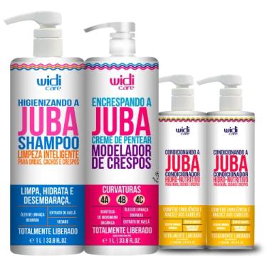 Imagem de Kit Widi Care Juba Shampoo 1L, Encrespando 1L, 2 Condicionadores