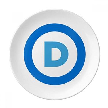 Imagem de Emblema Americano Partido Democrático Azul Prato Decorativo de Porcelana Salver Prato de Jantar