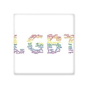 Imagem de LGBT Rainbow Wordcloud Art Deco presente azulejo de cerâmica brilhante decalque vitrificado pedra adornada