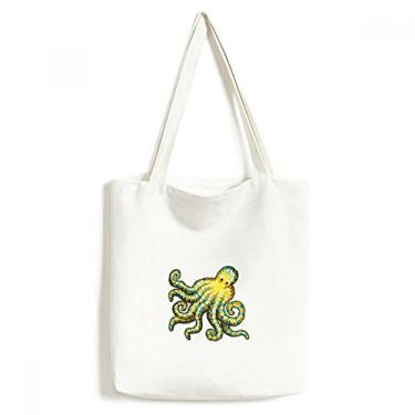 Imagem de Octopus Marine Life Bolsa de lona com estampa de desenho animado bolsa de compras casual