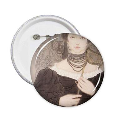 Imagem de Broches de pintura chinesa Black Head Beauty Emblema Emblema Acessório Decoração 5 peças