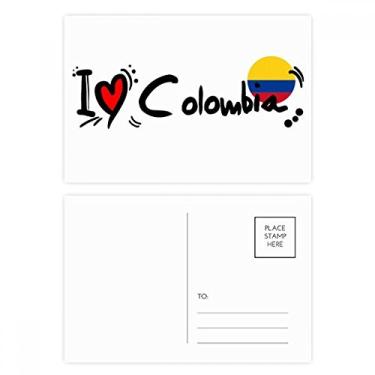 Imagem de I Love Colombia Palavra Bandeira Love Coração Ilustração Cartão Postal Aniversário Mailing Cartão de felicitações