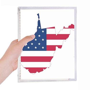 Imagem de Virginia USA Mapa Ocidental Estrelas Listras Bandeira Caderno Folhas Soltas Diário Recarregável Diário Papelaria