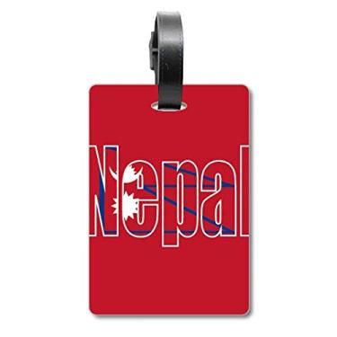 Imagem de Bolsa de mala com nome da bandeira do Nepal com etiqueta para cartão de bagagem